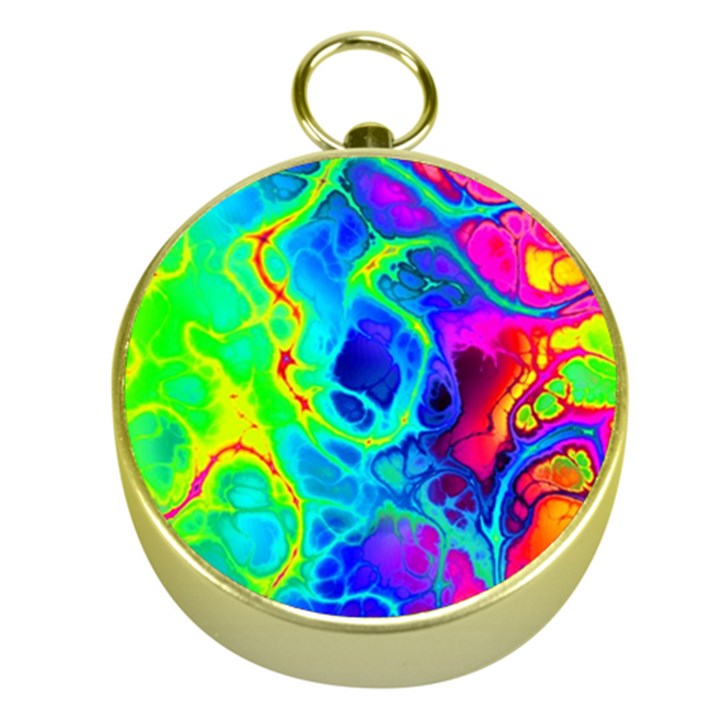 Abstract Art Tie Dye Rainbow Gold Compasses