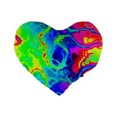 Abstract Art Tie Dye Rainbow Standard 16  Premium Flano Heart Shape Cushions by SpinnyChairDesigns