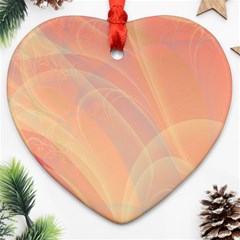 Coral Cream Abstract Art Pattern Ornament (heart) by SpinnyChairDesigns