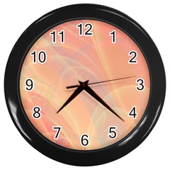 Coral Cream Abstract Art Pattern Wall Clock (black) by SpinnyChairDesigns