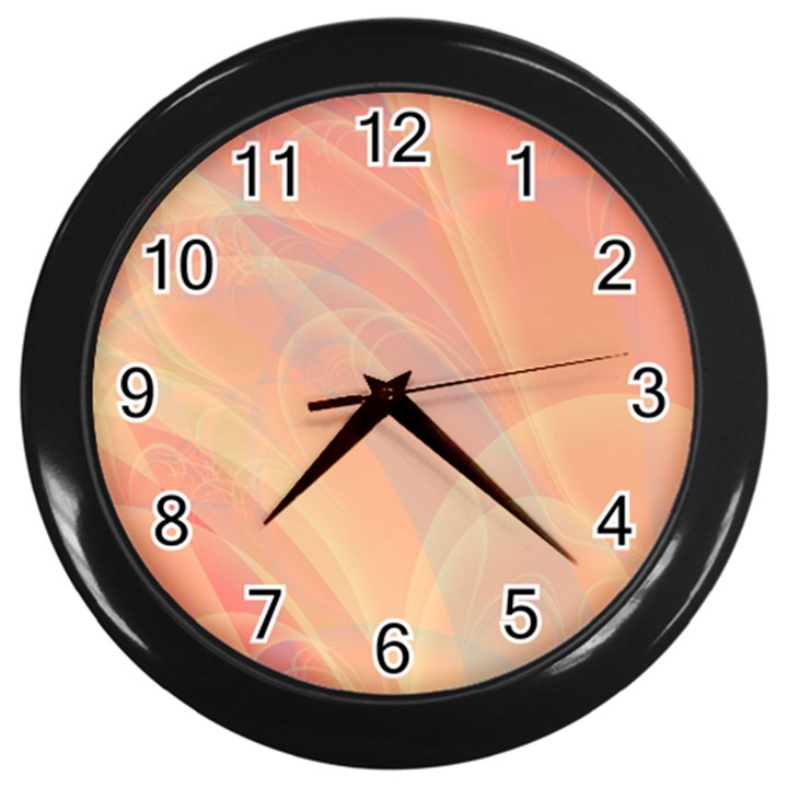 Coral Cream Abstract Art Pattern Wall Clock (Black)