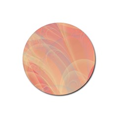 Coral Cream Abstract Art Pattern Rubber Coaster (round)  by SpinnyChairDesigns