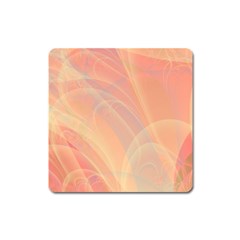 Coral Cream Abstract Art Pattern Square Magnet by SpinnyChairDesigns