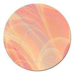 Coral Cream Abstract Art Pattern Magnet 5  (round) by SpinnyChairDesigns