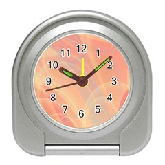 Coral Cream Abstract Art Pattern Travel Alarm Clock by SpinnyChairDesigns