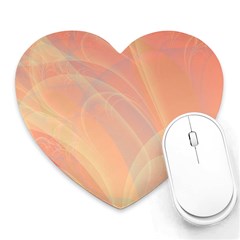 Coral Cream Abstract Art Pattern Heart Mousepads by SpinnyChairDesigns