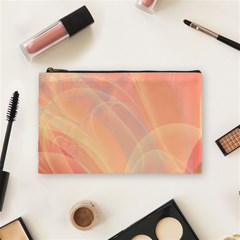 Coral Cream Abstract Art Pattern Cosmetic Bag (medium) by SpinnyChairDesigns