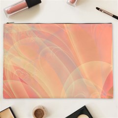 Coral Cream Abstract Art Pattern Cosmetic Bag (xxl) by SpinnyChairDesigns