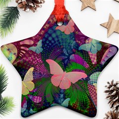 Butterfly Garden Art Ornament (star) by SpinnyChairDesigns