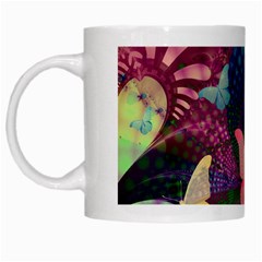 Butterfly Garden Art White Mugs by SpinnyChairDesigns