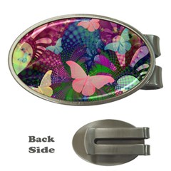 Butterfly Garden Art Money Clips (oval)  by SpinnyChairDesigns