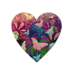 Butterfly Garden Art Heart Magnet by SpinnyChairDesigns