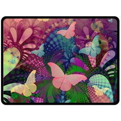 Butterfly Garden Art Fleece Blanket (large)  by SpinnyChairDesigns