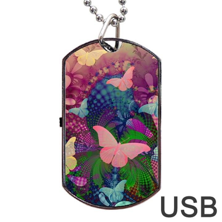 Butterfly Garden Art Dog Tag USB Flash (One Side)