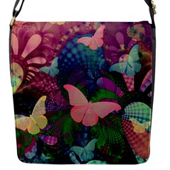 Butterfly Garden Art Flap Closure Messenger Bag (s) by SpinnyChairDesigns