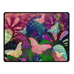 Butterfly Garden Art Double Sided Fleece Blanket (small)  by SpinnyChairDesigns