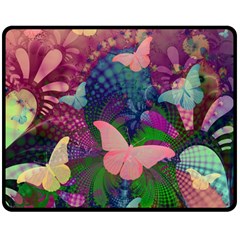 Butterfly Garden Art Double Sided Fleece Blanket (medium)  by SpinnyChairDesigns