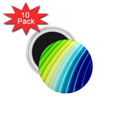 Sporty Stripes Swoosh Green Blue 1 75  Magnets (10 Pack)  by SpinnyChairDesigns