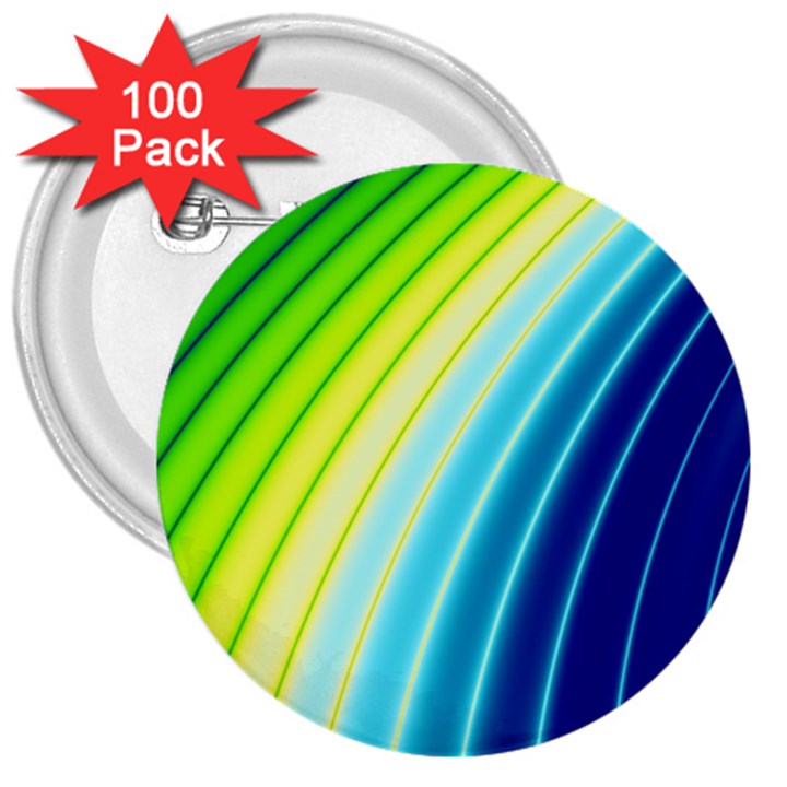 Sporty Stripes Swoosh Green Blue 3  Buttons (100 pack) 