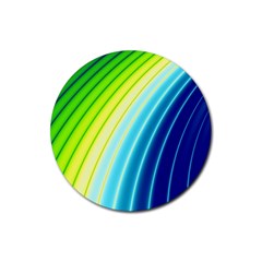 Sporty Stripes Swoosh Green Blue Rubber Round Coaster (4 Pack)  by SpinnyChairDesigns