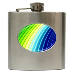 Sporty Stripes Swoosh Green Blue Hip Flask (6 Oz) by SpinnyChairDesigns