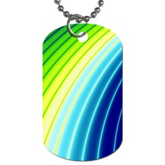 Sporty Stripes Swoosh Green Blue Dog Tag (two Sides) by SpinnyChairDesigns