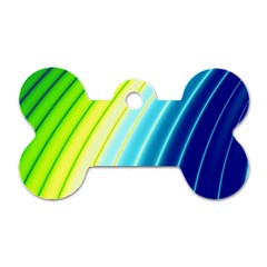 Sporty Stripes Swoosh Green Blue Dog Tag Bone (one Side) by SpinnyChairDesigns