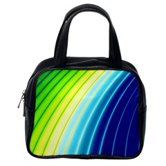 Sporty Stripes Swoosh Green Blue Classic Handbag (one Side) by SpinnyChairDesigns