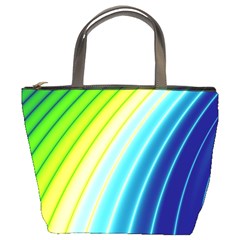 Sporty Stripes Swoosh Green Blue Bucket Bag by SpinnyChairDesigns