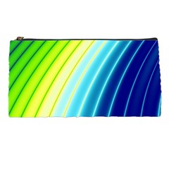 Sporty Stripes Swoosh Green Blue Pencil Case by SpinnyChairDesigns