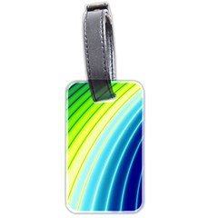 Sporty Stripes Swoosh Green Blue Luggage Tag (two Sides) by SpinnyChairDesigns