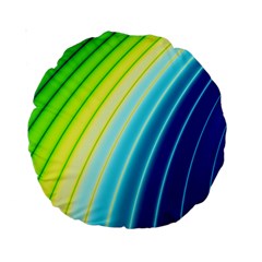 Sporty Stripes Swoosh Green Blue Standard 15  Premium Round Cushions by SpinnyChairDesigns