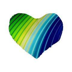 Sporty Stripes Swoosh Green Blue Standard 16  Premium Heart Shape Cushions by SpinnyChairDesigns