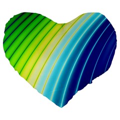 Sporty Stripes Swoosh Green Blue Large 19  Premium Heart Shape Cushions by SpinnyChairDesigns