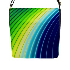 Sporty Stripes Swoosh Green Blue Flap Closure Messenger Bag (l) by SpinnyChairDesigns