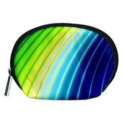 Sporty Stripes Swoosh Green Blue Accessory Pouch (medium) by SpinnyChairDesigns