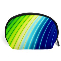 Sporty Stripes Swoosh Green Blue Accessory Pouch (large) by SpinnyChairDesigns