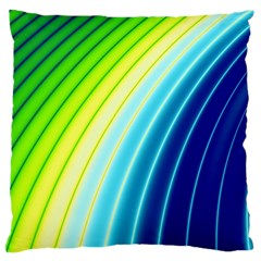 Sporty Stripes Swoosh Green Blue Large Flano Cushion Case (one Side) by SpinnyChairDesigns