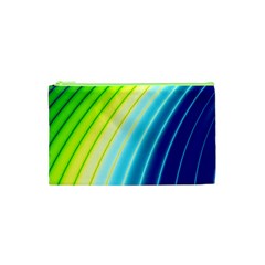 Sporty Stripes Swoosh Green Blue Cosmetic Bag (xs) by SpinnyChairDesigns