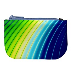 Sporty Stripes Swoosh Green Blue Large Coin Purse by SpinnyChairDesigns