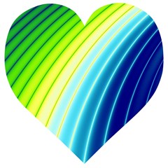 Sporty Stripes Swoosh Green Blue Wooden Puzzle Heart by SpinnyChairDesigns