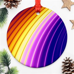 Sporty Stripes Swoosh Purple Gold Red Ornament (round) by SpinnyChairDesigns