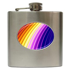 Sporty Stripes Swoosh Purple Gold Red Hip Flask (6 Oz) by SpinnyChairDesigns