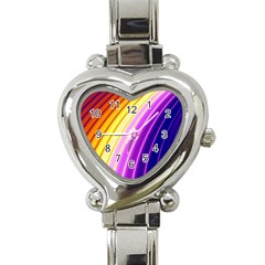 Sporty Stripes Swoosh Purple Gold Red Heart Italian Charm Watch by SpinnyChairDesigns