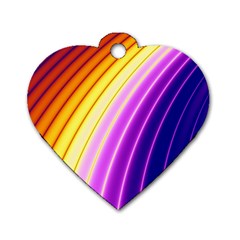 Sporty Stripes Swoosh Purple Gold Red Dog Tag Heart (two Sides) by SpinnyChairDesigns