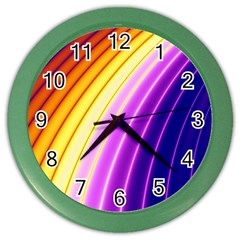 Sporty Stripes Swoosh Purple Gold Red Color Wall Clock by SpinnyChairDesigns