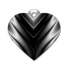 Black And Silver Pattern Dog Tag Heart (two Sides) by SpinnyChairDesigns