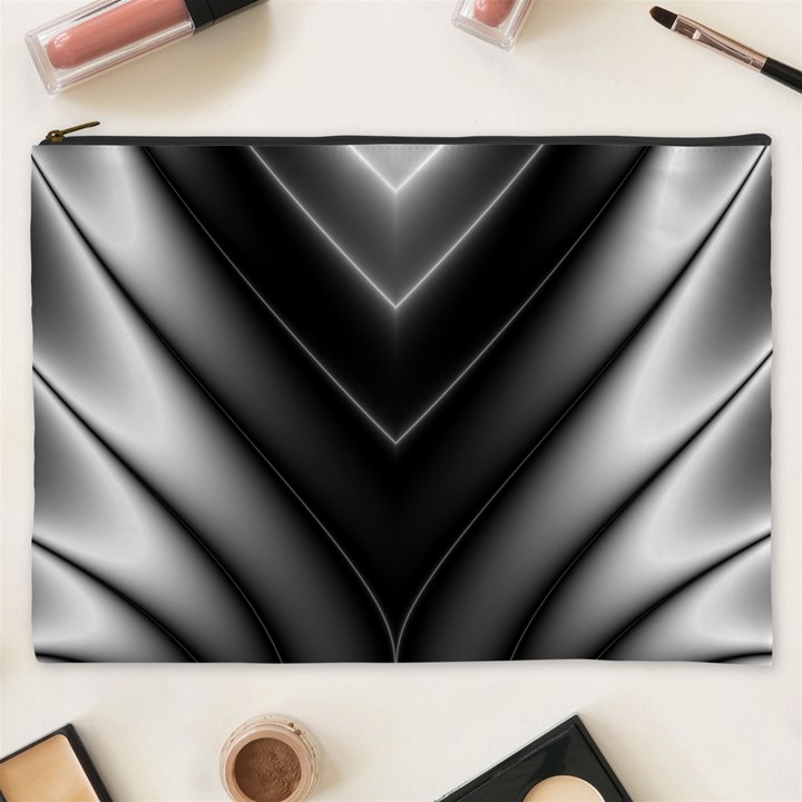 Black and Silver Pattern Cosmetic Bag (XXXL)