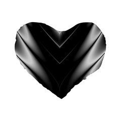 Black and Silver Pattern Standard 16  Premium Flano Heart Shape Cushions