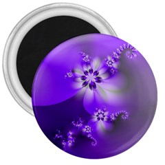 Violet Purple Flower Print 3  Magnets by SpinnyChairDesigns